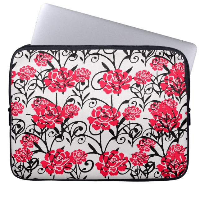 Design der rote Rose floral Illustration Laptopschutzhülle (Vorderseite)