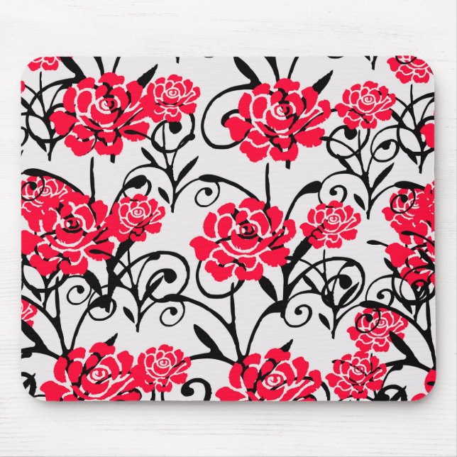 Design der rote Rose floral Illustration Mousepad (Vorne)