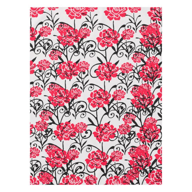 Design der rote Rose floral Illustration Tischdecke (Vorderseite)