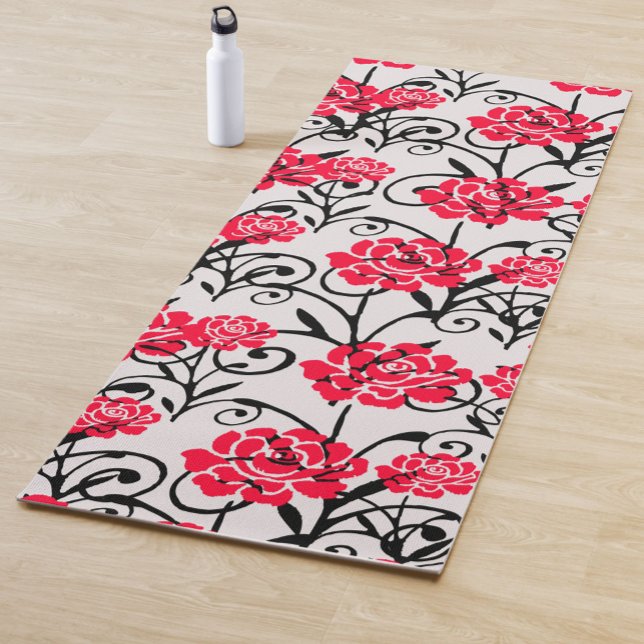 Design der rote Rose floral Illustration Yogamatte (Von Creator hochgeladen)