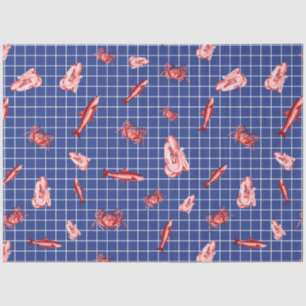 Design der roten und marinen Nautikserie 6 Seidenpapier