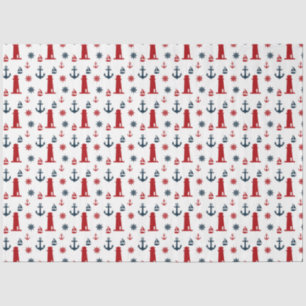 Design der roten und marinen nautischen Serie 12 Seidenpapier