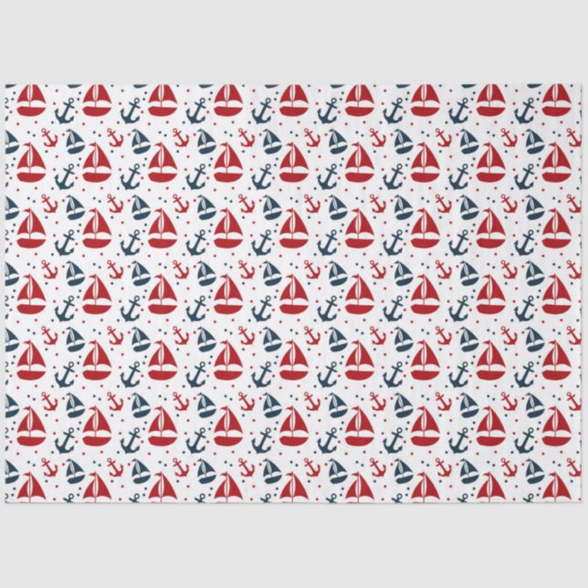 Design der roten und marinen nautischen Serie 1 Seidenpapier (Vorderseite)