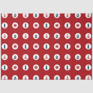 Design der roten und marinen nautischen Serie 8 Seidenpapier