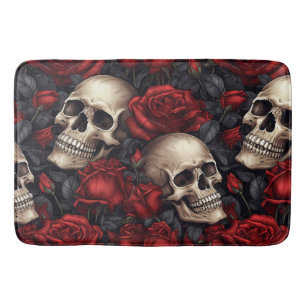 Design der Schädel- und Rose-Serie 10 Badematte
