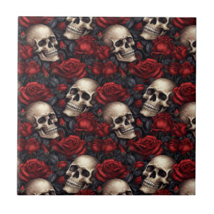 Design der Schädel- und Rose-Serie 10 Fliese
