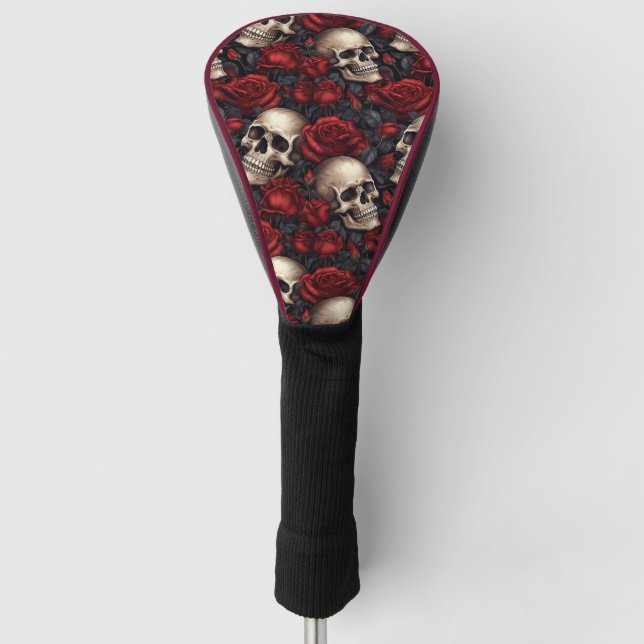 Design der Schädel- und Rose-Serie 10 Golf Headcover (Vorderseite)