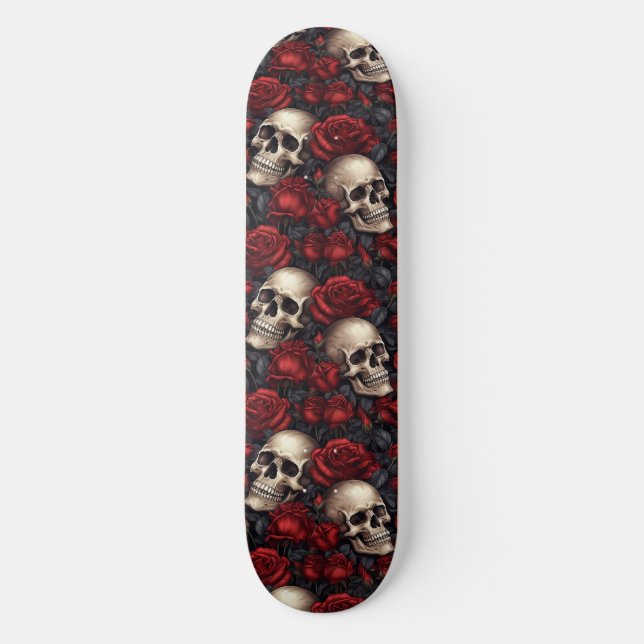 Design der Schädel- und Rose-Serie 10 Skateboard (Vorderseite)