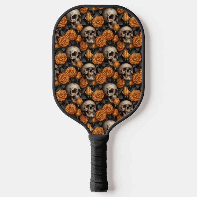 Design der Schädel- und Rose-Serie 11 Pickleball Schläger (Vorderseite)