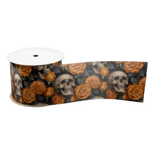 Design der Schädel- und Rose-Serie 11 Satinband