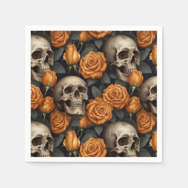 Design der Schädel- und Rose-Serie 11 Serviette (Vorderseite)