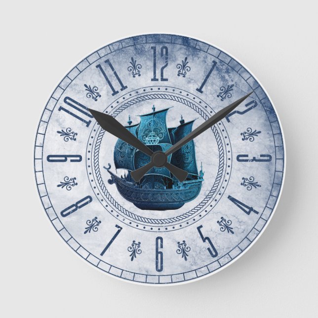 Design der Schiffswand Runde Wanduhr (Vorderseite)