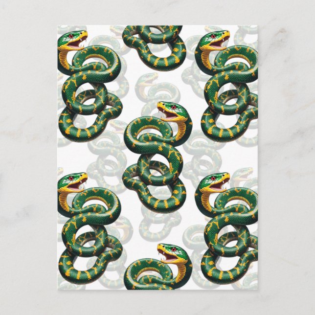 Design der Schlange im weißen Hintergrund Postkarte (Vorderseite)