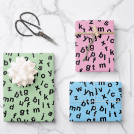 Design der schwarzen Alphabet-Buchstaben Geschenkpapier Set