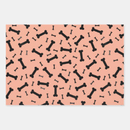 Design der schwarzen Hundeknochen Geschenkpapier Set