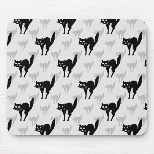 Design der Schwarzen Katze-Schatten-Silhouette Mousepad (Vorne)