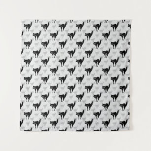 Design der Schwarzen Katze-Schatten-Silhouette Wandteppich