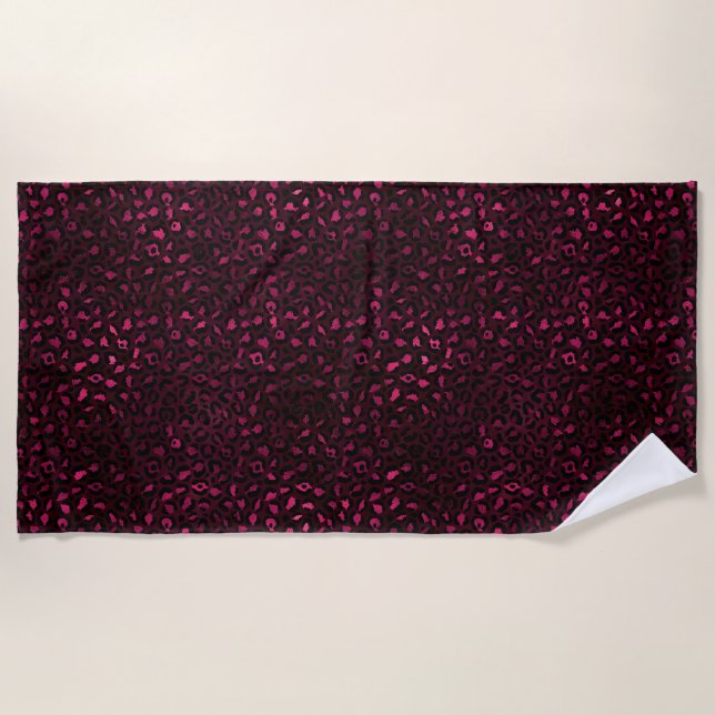 Design der Serie Burgund und Gold Leopard 3 Strandtuch (Vorderseite)