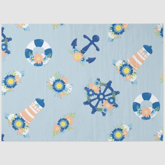 Design der Serie "Floral Nautic" 7 Seidenpapier (Vorderseite)