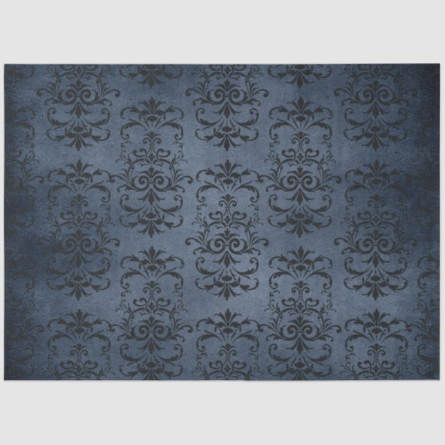 Design der Serie Gothic Blue Damask 11 Seidenpapier (Vorderseite)