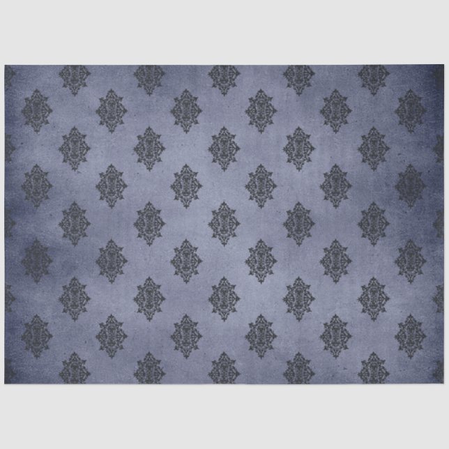 Design der Serie Gothic Blue Damask 12 Seidenpapier (Vorderseite)