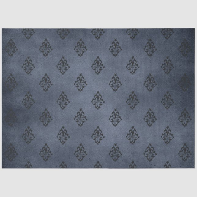 Design der Serie Gothic Blue Damask 7 Seidenpapier (Vorderseite)