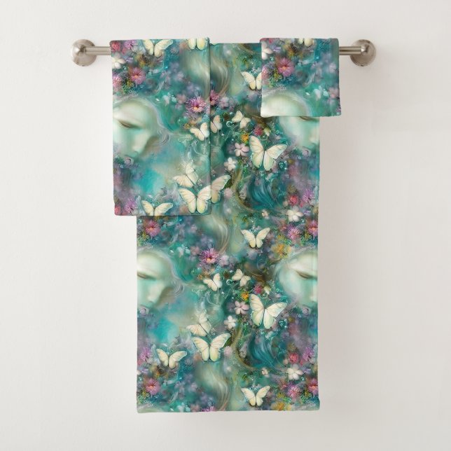 Design der Serie "Mystic Butterfly" 3 Badhandtuch Set (Insitu)
