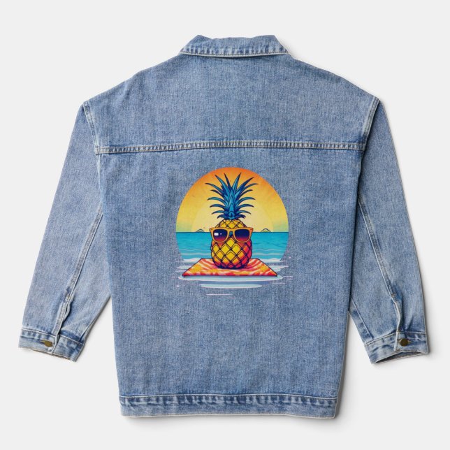 Design der Sommervibes von Ananas, Jeansjacke (Rückseite)