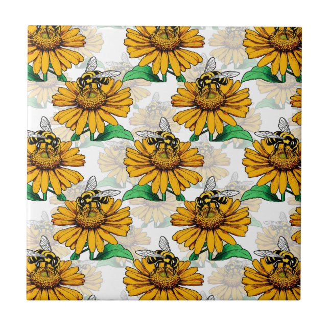 Design der Sonnenblumen-Blume Fliese (Vorderseite)
