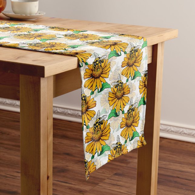 Design der Sonnenblumen-Blume Kurzer Tischläufer (Von Creator hochgeladen)