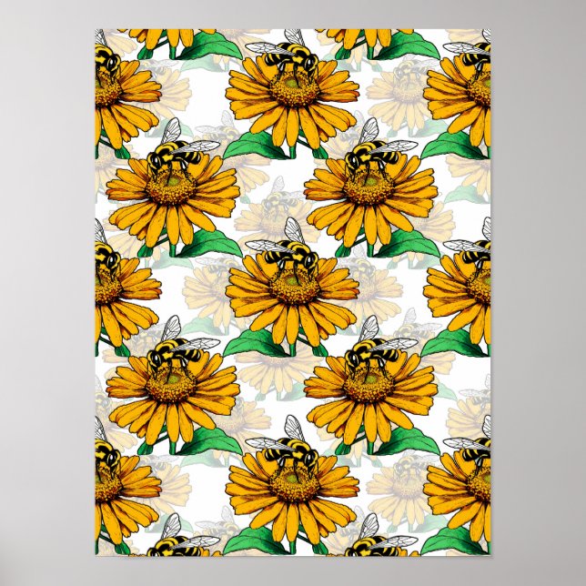 Design der Sonnenblumen-Blume Poster (Vorne)
