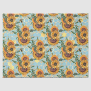 Design der Sonnenblumen und Bienen vierzehn Seidenpapier