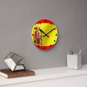 Design der spanischen Flagge Runde Wanduhr