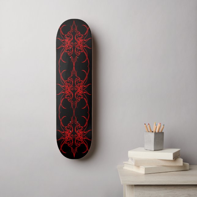 Design der Stammmasken - Schwarz und Rot auf schwa Skateboard (Wandkunst)