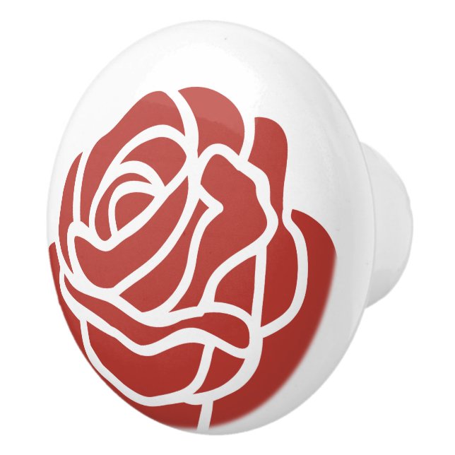 Design der stilisierten Rote Rose Blume Keramikknauf (Rechts)