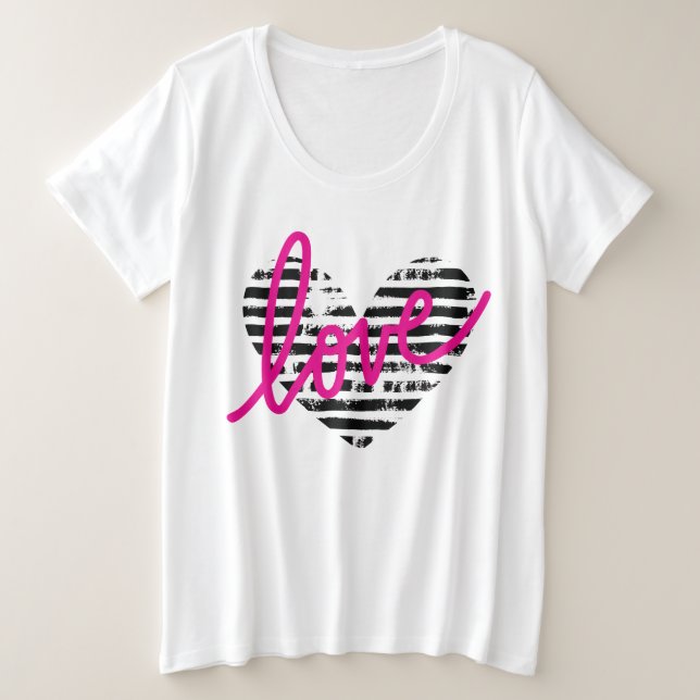 Design der Strickherz-Liebe Große Größe T-Shirt (Design vorne)
