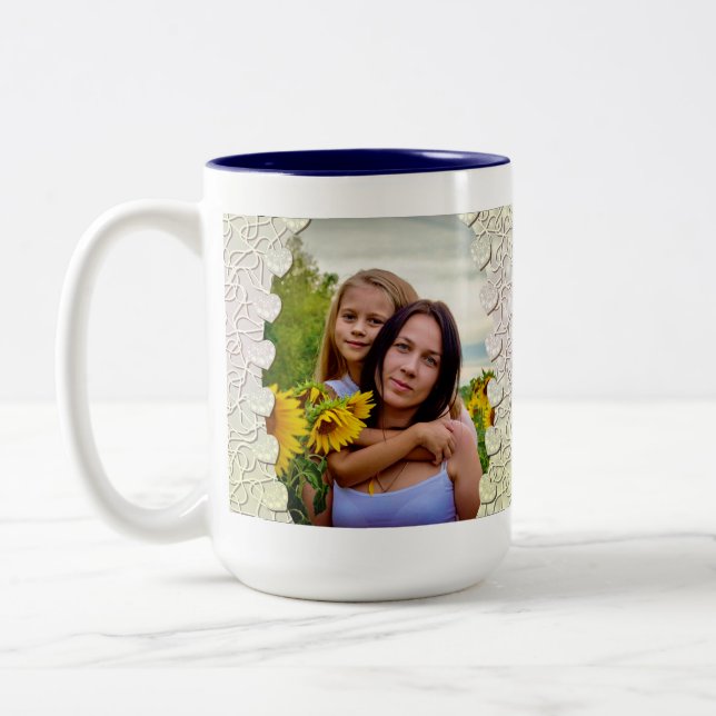 Design der Tasse für personalisierte Glitzer Foto (Links)