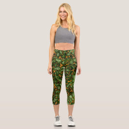 Design der Textur aus Grand Moss Green und Gold-Ma Capri Leggings