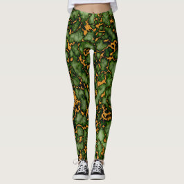 Design der Textur aus Grand Moss Green und Gold-Ma Leggings