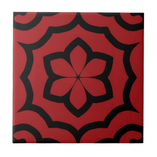 Design der Tile, Rot und Schwarz-Blume Fliese