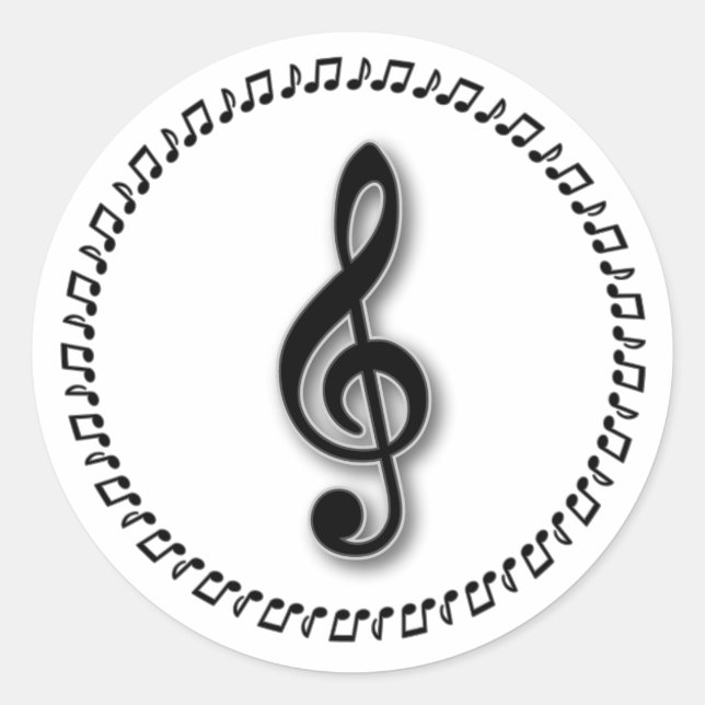 Design der Treble Clef-Musiknote Runder Aufkleber (Vorderseite)