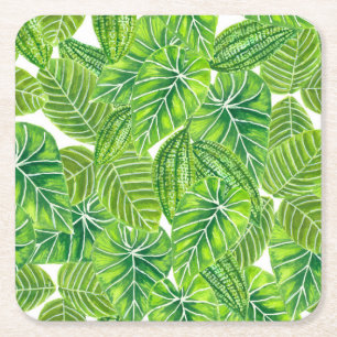Design der tropischen Blätter in Aquarellen Rechteckiger Pappuntersetzer