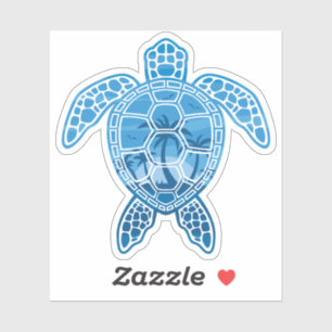 Design der tropischen Meeresschildkröten in Blau Aufkleber