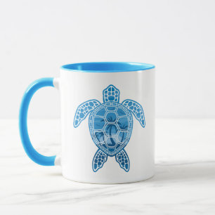 Design der tropischen Meeresschildkröten in Blau Tasse