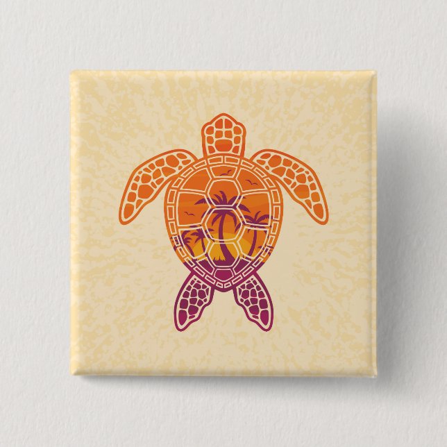 Design der tropischen Sonnenuntergang-Meeresschild Button (Vorderseite)