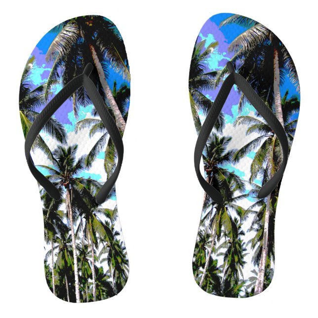 Design der tropischen Urlaubspalmen Flip Flops (Fußbett)