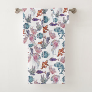 Design der Unterwasserfarben-Reihe 2 Badhandtuch Set