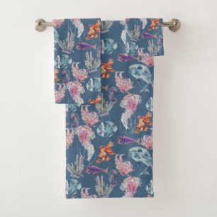 Design der Unterwasserfarben-Reihe 2 Badhandtuch Set