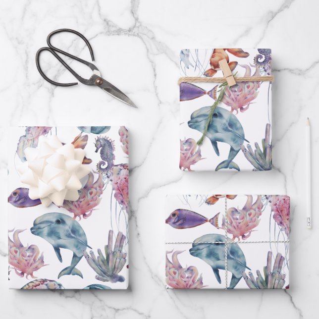 Design der Unterwasserfarben-Reihe 2 Geschenkpapier Set (Vorderseite)
