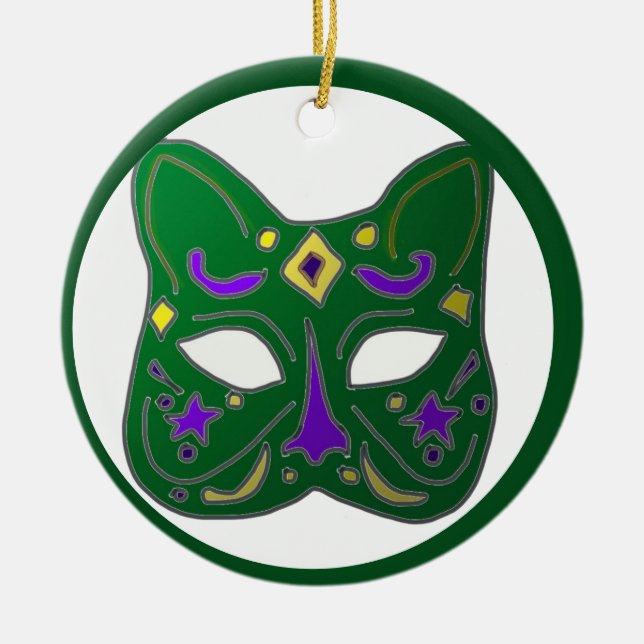 Design der Venezianischen grünen Maske Keramik Ornament (Vorne)